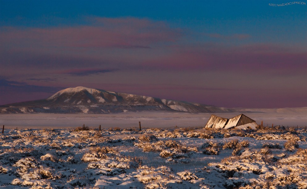The remains of a service station sits along the original, (1913-1924), alignment of the Lincoln Highway. The distance to Elk Mountain is about 40 miles from this service station.