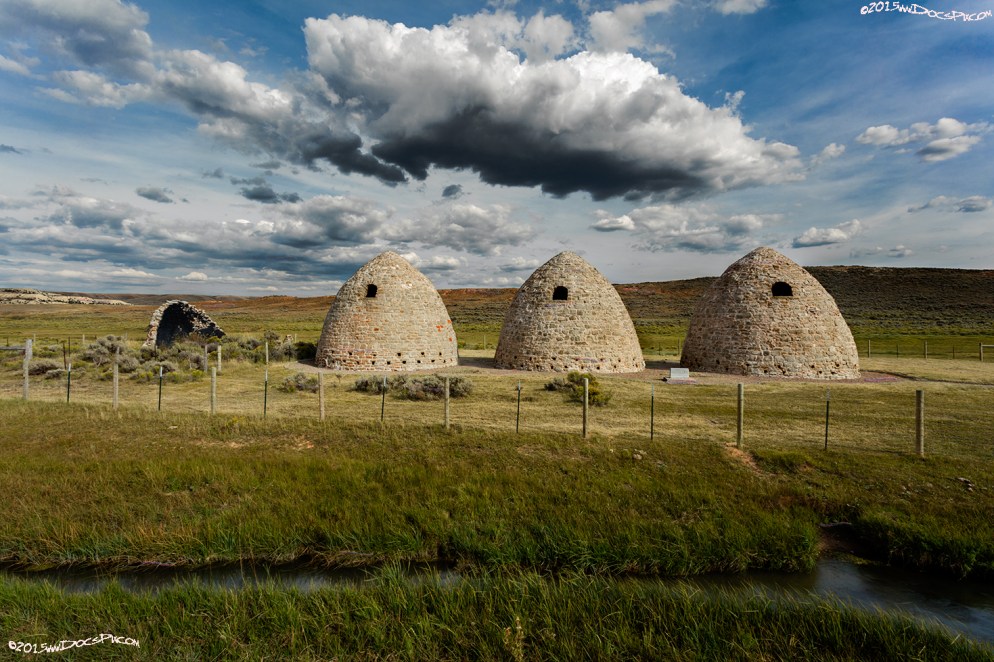 Three of the five charcoal kilns at the former town of Piedmont, WY.
